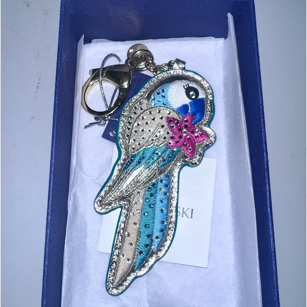 Swarovski Crystal Tropical Parrot Bag Charm, Gold-tone Plated 5520615